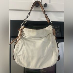 Coach ivory & tan leather bag